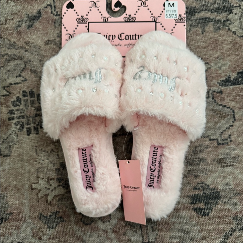 Juicy Couture Pink Furry Slippers